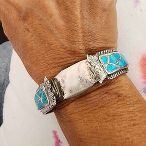 STERLING Silver Turquoise WATCH CUFF  ..collectors Piece FRANCIS LEEKYA SR.